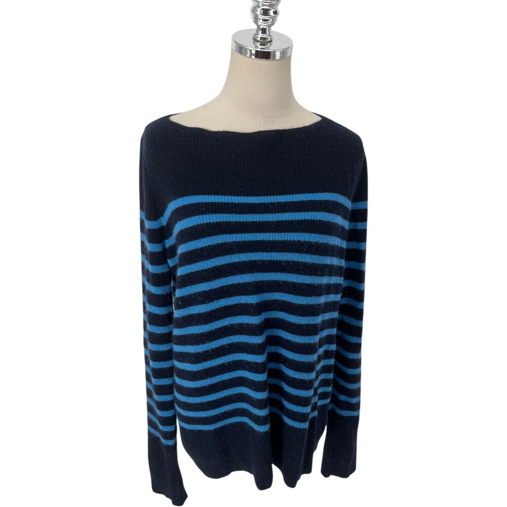 Vince Sweater Top Womens Size XL Blue Striped Boat Neck Knit